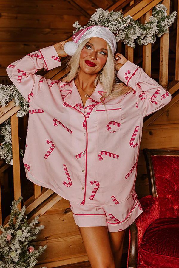 Satin Shortie Printed Christmas Pyjamas
