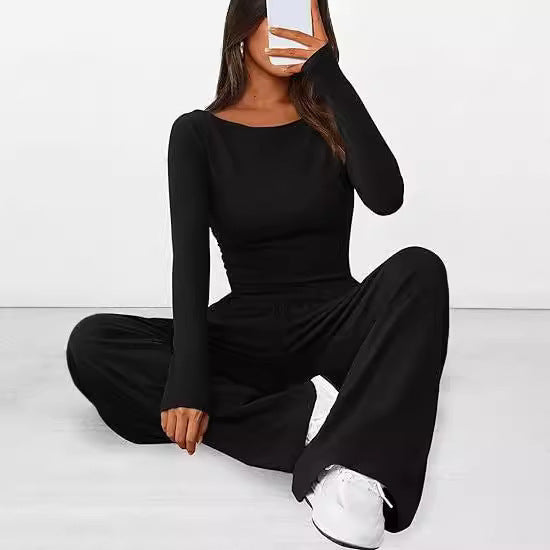 2PCS Long Sleeve, wide leg loungewear